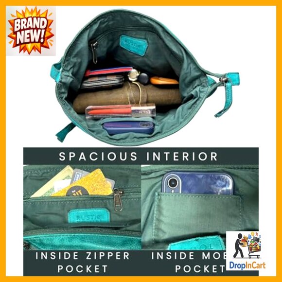 Leather Crossbody Bag Vintage Boho Satchel Adjustable Strap Minimal Chic - Picture 4 of 6